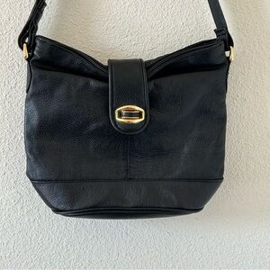 469 Vintage Genuine Leather Shoulder Bucket Bag Black Boho Chic Fall Casual